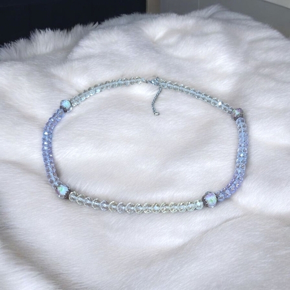 Handcrafted Elegant Glass Beaded Necklace 21" - Picture 2 of 3